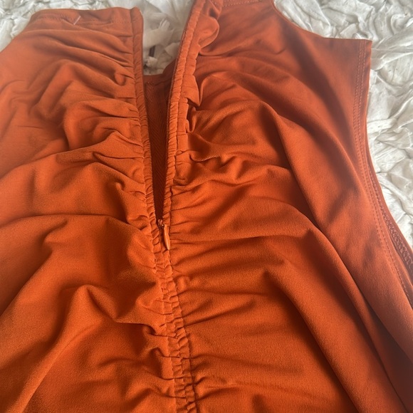 NWOT Calvin Klein ruched rust orange top size large - Picture 4 of 5